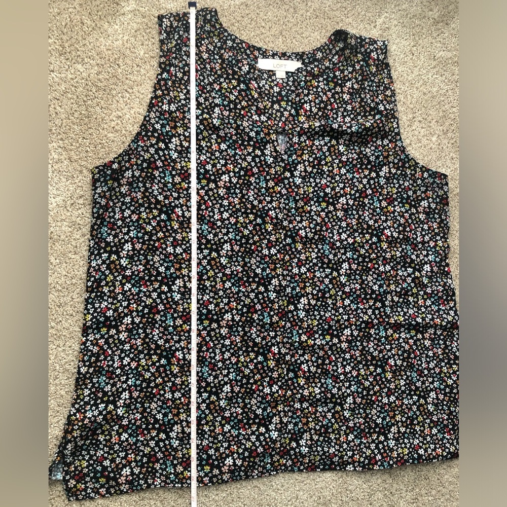 LOFT Mixed Media Split Neck Sleeveless Top - Picture 6 of 6